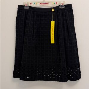Catherine Malandrino Helena Laser-Cut Skirt | Noir Black | Size 12| NWT